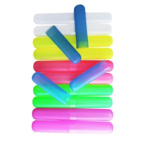 img 1 attached to 🦷 ISusser 12-Pack Plastic Toothbrush Cases - Portable, Dust-Proof Holders for Inside and Outside - 6 Colors Included