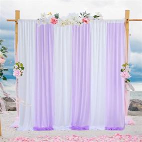 img 3 attached to 🌸 White and Purple Tulle Backdrop Curtains for Parties, Weddings, Baby Showers, Birthday Parties, Bridal Showers, and Photobooths - White Wrinkle-Free Chiffon Backdrop Panel Sheer Drapes Curtain - 10ft X 7ft