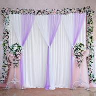 🌸 white and purple tulle backdrop curtains for parties, weddings, baby showers, birthday parties, bridal showers, and photobooths - white wrinkle-free chiffon backdrop panel sheer drapes curtain - 10ft x 7ft logo