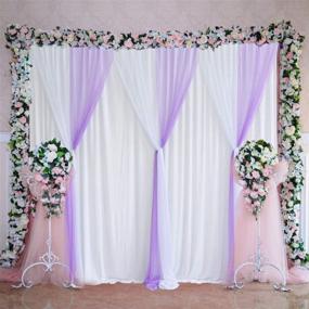 img 4 attached to 🌸 White and Purple Tulle Backdrop Curtains for Parties, Weddings, Baby Showers, Birthday Parties, Bridal Showers, and Photobooths - White Wrinkle-Free Chiffon Backdrop Panel Sheer Drapes Curtain - 10ft X 7ft