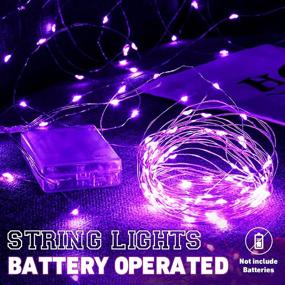 img 2 attached to 🔮 Sparkling Purple Fairy Lights for Decorative Home and Outdoor Ambiance - Battery Operated, Waterproof, 33 Ft Silver Wire String Lights