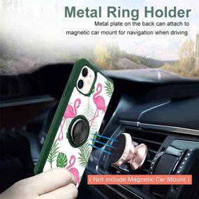 img 1 attached to IPhone 11 Case Flamingo Design With Ring Grip Holder Kickstand 360 Degree Stand Screen Protector (Work With Magnetic Car Mount) Women Girls Cute Protective Flower Cover For IPhone 11 6