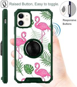 img 2 attached to IPhone 11 Case Flamingo Design With Ring Grip Holder Kickstand 360 Degree Stand Screen Protector (Work With Magnetic Car Mount) Women Girls Cute Protective Flower Cover For IPhone 11 6