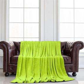 img 2 attached to 🛋️ Cozy and Stylish Yellow Green Flannel Fleece Blanket for Beds and Couches – Full Size