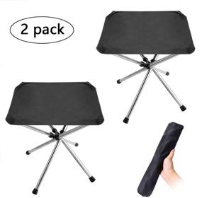 img 4 attached to 🪑 2-Pack Folding Camping Stools: Lightweight Portable Fishing Chairs for Backpacking, Hiking, and Travel - 220lbs Capacity