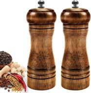 premium wooden salt and pepper mill set - classic manual grinders with 🧂 ceramic cores, adjustable coarseness - ideal for kitchen and restaurant use (pack of 2) logo