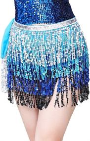 img 3 attached to 🌟 Lauthen.S Women's Belly Dance Hip Scarf with Sequin Tassel, Perfect as Beach Wrap Skirt