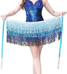 img 1 attached to 🌟 Lauthen.S Women's Belly Dance Hip Scarf with Sequin Tassel, Perfect as Beach Wrap Skirt