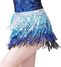 img 2 attached to 🌟 Lauthen.S Women's Belly Dance Hip Scarf with Sequin Tassel, Perfect as Beach Wrap Skirt