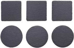 img 1 attached to 🍻 GOH DODD 4 Inch Natural Rustic Slate Drink Coasters - Set of 8, Black - Anti-Scratch Bottom, Holder - Bar, Kitchen, Home Decor