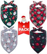 🎅 scenereal christmas dog bandana 4 pack: festive pet scarves for dogs and cats - soft, breathable & full of holiday cheer логотип