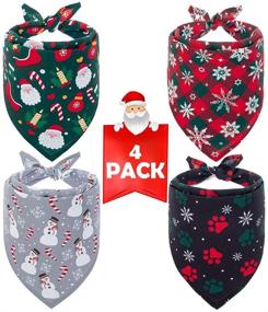 img 4 attached to 🎅 SCENEREAL Christmas Dog Bandana 4 Pack: Festive Pet Scarves for Dogs and Cats - Soft, Breathable & Full of Holiday Cheer