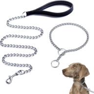 durable dog leash and collar set: chew proof chain leash with padded handle, martingale training collar - ideal for small, medium, and large dogs logo