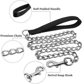 img 3 attached to Durable Dog Leash and Collar Set: Chew Proof Chain Leash with Padded Handle, Martingale Training Collar - Ideal for Small, Medium, and Large Dogs