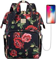 stylish laptop backpack with usb charging port – water resistant college school daypack for men, women, girls – ideal for business & travel (flower3) logo