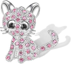 img 4 attached to 🐱 Lanqueen Cute Cat Brooch: Rhinestone Kitty Jewelry for Daughters, Girls, and Cat Lovers on Birthdays