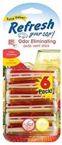 img 1 attached to 🍓 Refresh Your Car Odor Eliminating Auto Vent Stick: Fresh Strawberry / Cool Lemonade Scent - 6 Sticks for Car and Home Air Freshening