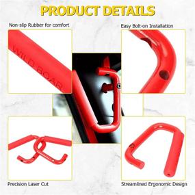 img 2 attached to 🚗 AUXMART Jeep Wrangler Front Grab Handle Grab Bar: Fits 2007-2017 2/4 Door Models | Solid Steel Construction | Vibrant Red Color
