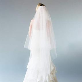 img 1 attached to 💍 Exquisite 2 Tier Wedding Bridal Veil: Elegant Ivory/White Waltz Length with Comb & Cut Edge