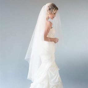 img 2 attached to 💍 Exquisite 2 Tier Wedding Bridal Veil: Elegant Ivory/White Waltz Length with Comb & Cut Edge
