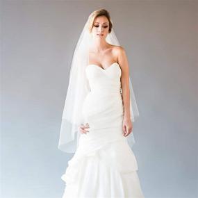 img 3 attached to 💍 Exquisite 2 Tier Wedding Bridal Veil: Elegant Ivory/White Waltz Length with Comb & Cut Edge