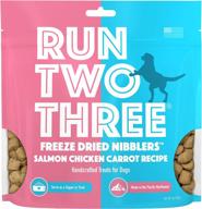 run two three freeze-dried nibblers - premium quality freeze-dried dog treats - all natural ingredients, high energy proteins, made in usa logo