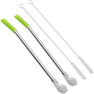 🍵 gfdesign yerba mate bombilla gourd straws - 8.3" long, soft silicone tips, food-grade stainless steel - set of 2 with cleaning brushes logo