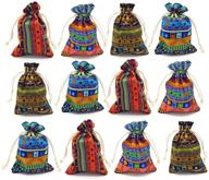 👛 stylish egyptian coin pouches - aztec print drawstring gift bags for party accessories, jewelry and candy - set of 12 logo