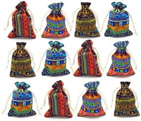 img 4 attached to 👛 Stylish Egyptian Coin Pouches - Aztec Print Drawstring Gift Bags for Party Accessories, Jewelry and Candy - Set of 12