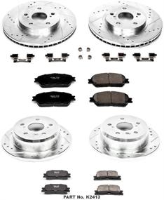 img 2 attached to 🔥 Комплект улучшенного тормозного рычага: Power Stop K2413 передние и задние тормозные колодки Z23 из углеродного волокна с просверленными и прорезанными тормозными роторами