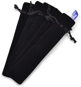 img 1 attached to Versatile and Stylish: 5-Piece Set of Crqes Black Velvet Pen Pouch Sleeves