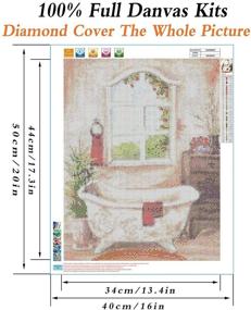 img 2 attached to Full Round Drill Rhinestone Embroidery: 5D DIY Diamond Painting of Bathroom View, 16X20 Inches, for Wall Decoration