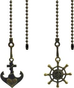 img 4 attached to ⚓️ Hyamass Set of 2 Vintage Anchor and Wheel Charm Pendant Ceiling Light Fan Danglers with Chain Extender and Ball Chain Connector for Fan Pulls