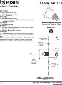 img 1 attached to 🚿 Moen 3360 M-Dura 3-Function Brass Shower Transfer Valve with 1/2-Inch CC Connections for Showering, N/A