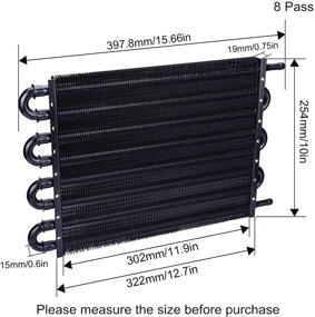 img 3 attached to 🚀 Повышение производительности с EVIL ENERGY 8 Pass Трубчатый и Ламельный масляный охладитель трансмиссии: Универсальный Набор 5/16" Масляного охладителя из Алюминия Черного Цвета