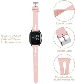 img 1 attached to Youkei Slim Vintage Leather Band - Compatible for Garmin Venu Sq Smartwatch (Pink)