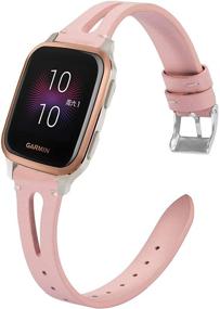 img 4 attached to Youkei Slim Vintage Leather Band - Compatible for Garmin Venu Sq Smartwatch (Pink)