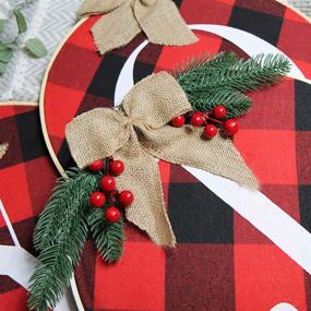 img 2 attached to 🎄 EYOUBE Christmas Door Decorations: Joy Sign Buffalo Check Plaid Wreath for Front Door, Wall, Window, Stair, Mantle