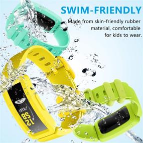 img 3 attached to 🌈 eseekgo Fitbit Ace 2 Bands for Kids 6+: 5-Pack Colorful Silicone Rubber Adjustable Replacement Sport Swim-Friendly Bands for Girls Boys - Marine Green+Lime+Yellow+Black+Navy