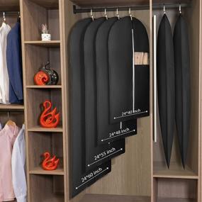 img 1 attached to 👔 SNHTLS Hanging Garment Bags Suit Bags (Set of 10) - Black 24''x40''x48''x55''