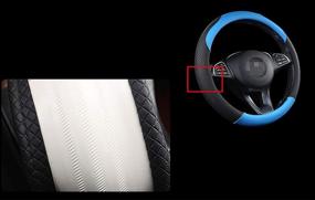 img 1 attached to 🚗 Universal 15 Inch Microfiber Leather Car Steering Wheel Covers - Anti-Slip, Odor-Free, Black and Blue