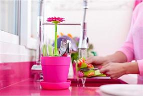 img 1 attached to 🌸 Vigar Flower Power Cutlery Drainer, Pink Four-Compartment Flatware Organizer, Flower-Pot Design