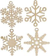 🎄 24-pack unfinished wood snowflake christmas tree ornaments: perfect for crafts! logo