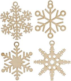 img 4 attached to 🎄 24-Pack Unfinished Wood Snowflake Christmas Tree Ornaments: Perfect for Crafts!