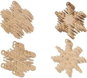img 1 attached to 🎄 24-Pack Unfinished Wood Snowflake Christmas Tree Ornaments: Perfect for Crafts!
