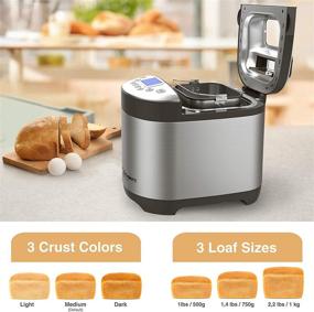 img 2 attached to Pohl Schmitt 2LB Stainless Steel Bread Machine Maker - 17-in-1 with Gluten Free & Fruit Settings, Nonstick Pan, Nut Dispenser, 3 Loaf Sizes, 3 Crust Colors, Keep Warm Feature, and Recipes