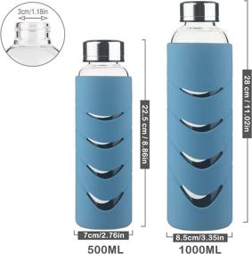 img 3 attached to Durable Borosilicate Glass Water Bottle: 16oz / 32oz with Protective Silicone Sleeve