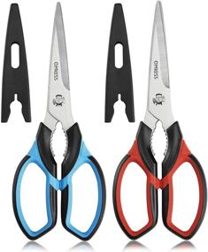 img 4 attached to 🍗 2-Pack QMVESS Kitchen Shears - Heavy Duty Poultry Scissors, Ultra Sharp Stainless Steel Food Shears - Dishwasher Safe Cooking Scissors for Chicken, Fish, Meat, Vegetables, Herbs, BBQ