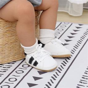 img 1 attached to RVROVIC Baby Leather Sneakers: Stylish Anti-Slip Oxford Flats for Infant Toddler Boys and Girls