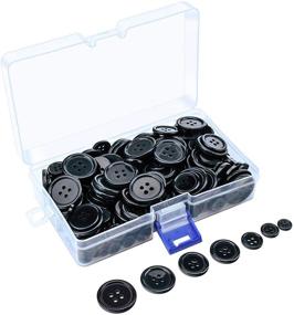 img 4 attached to 🧵 Sunmns 160g Buttons Round Resin Sewing Button Set with Storage Box - 4 Holes, 7 Sizes (Black)